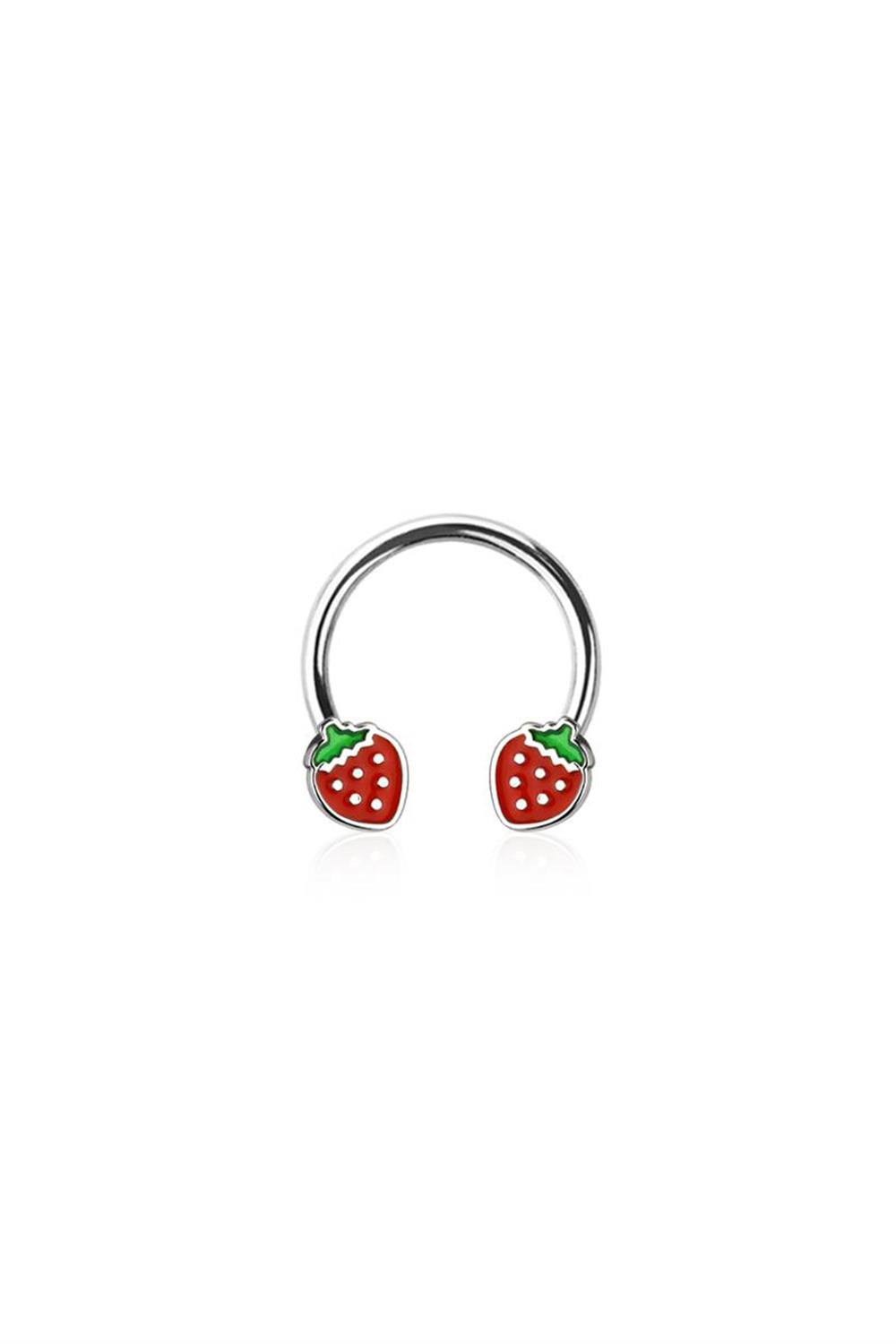 16G SURGICAL STEEL STRAWBERRY 3/8" (10MM) HORSESHOE