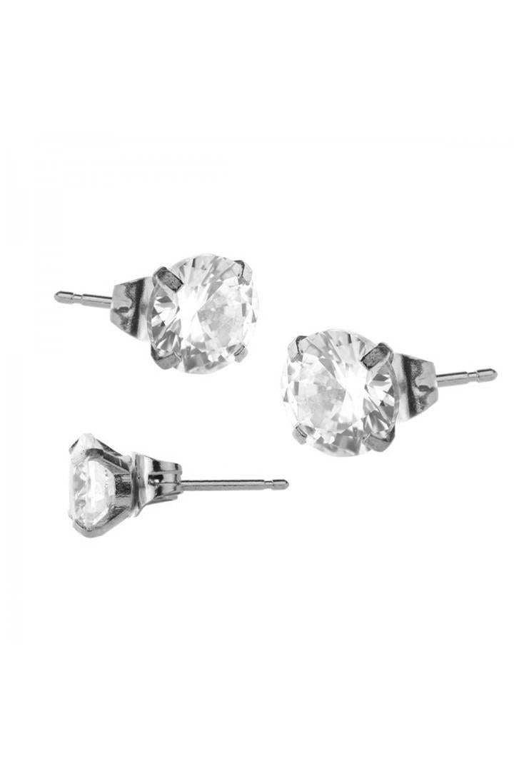 PAIR OF 20G SURGICAL STEEL ROUND CZ STUD EARRINGS