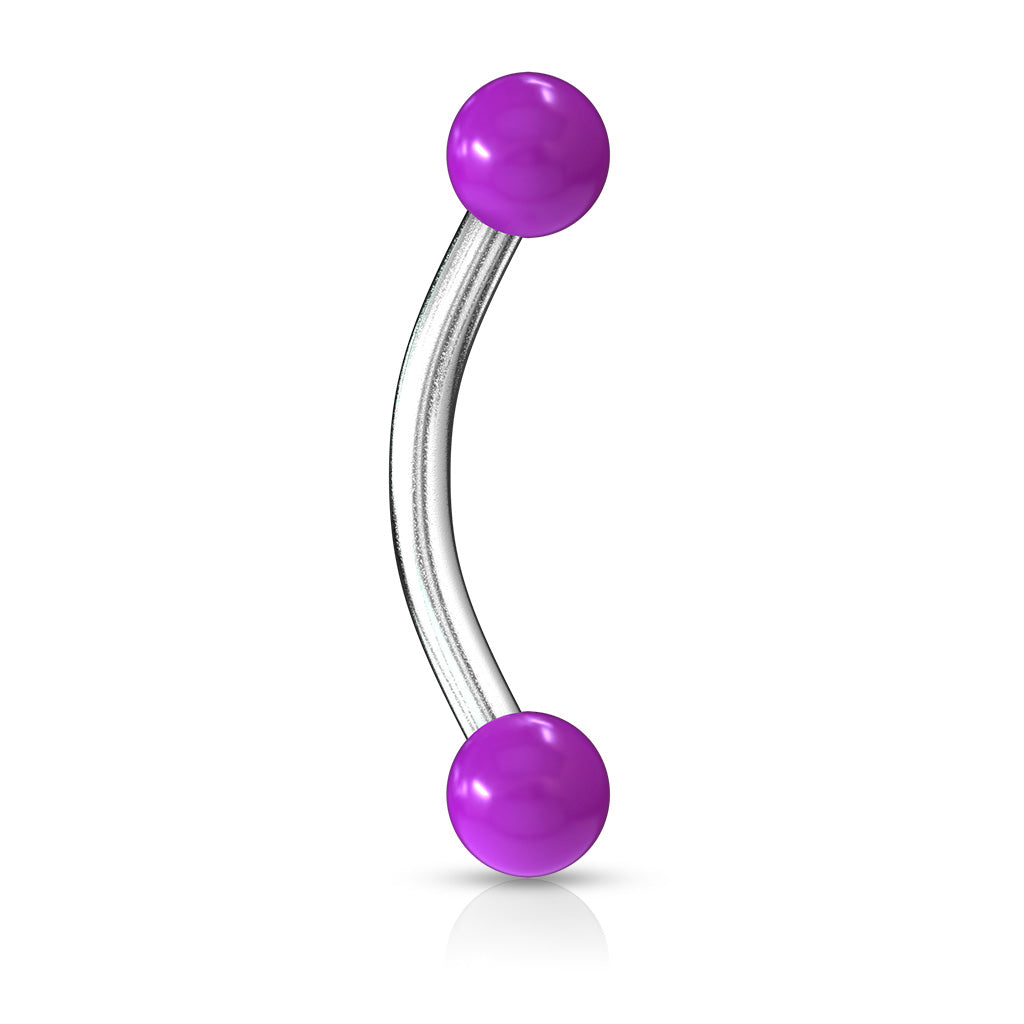 Solid Color Acrylic Balls Surgical Steel Curve Eyebrow