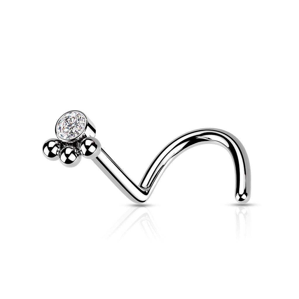 20G Surgical Steel Beaded Ball Cluster Nose Screw Rings