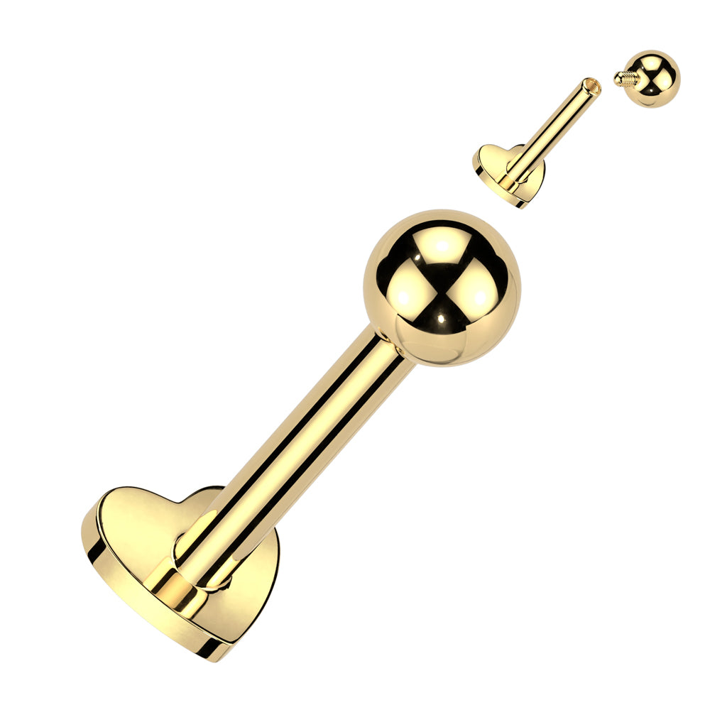 16G Titanium Internally Threaded Heart Base W/ Ball Top
