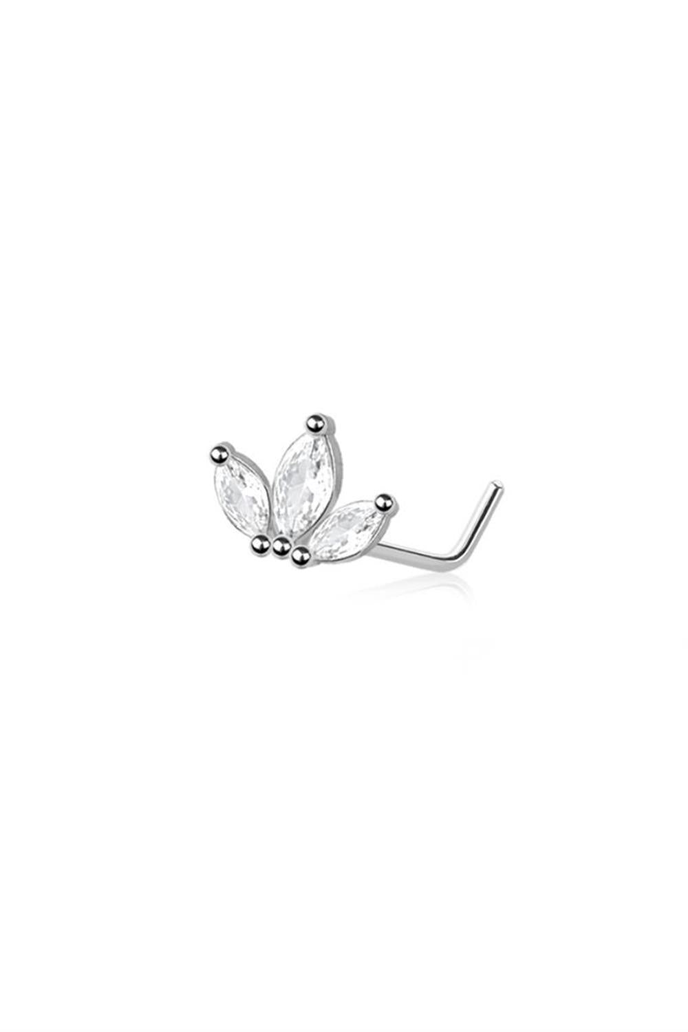 20G SURGICAL STEEL MARQUISE LEAF L-SHAPE NOSE RING