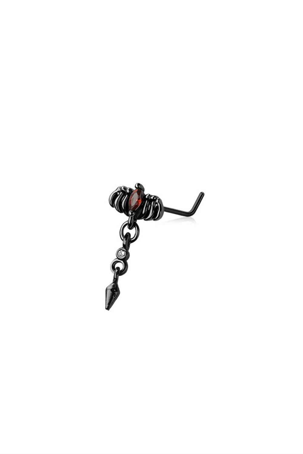 SURGICAL STEEL DEATH CROW REAPER L-SHAPE NOSE RING