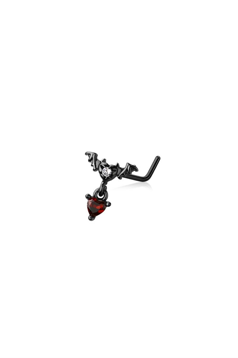 20G FLYING BAT DANGLE SURGICAL STEEL L-SHAPE NOSE RING