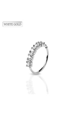 14K Yellow Gold 22G NOSE "O-RING" WITH 5 CRYSTAL LINE