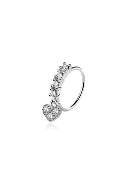 20G SURGICAL STEEL HEART DANGLE NOSE HOOP (9mm)