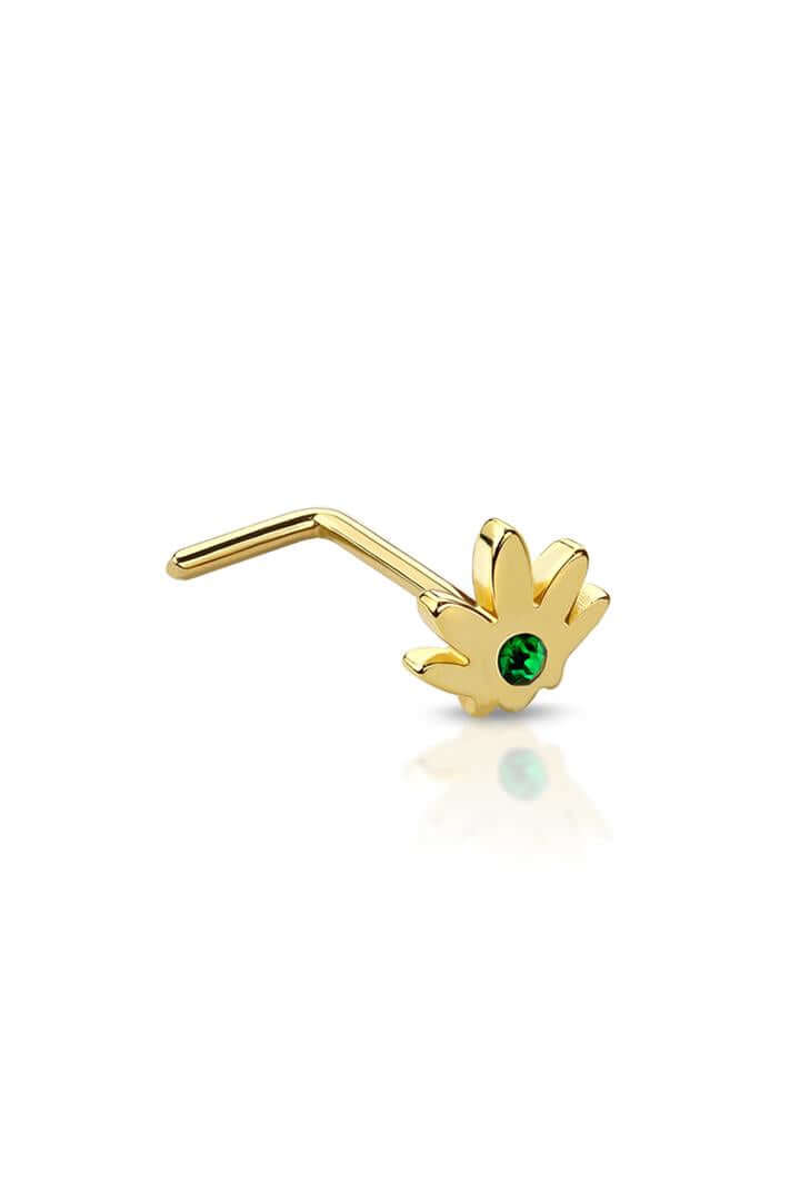 MARIJUANA POT LEAF SURGICAL STEEL NOSE STUD