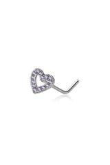 PAVED HEART SURGICAL STEEL L-SHAPE NOSE STUD