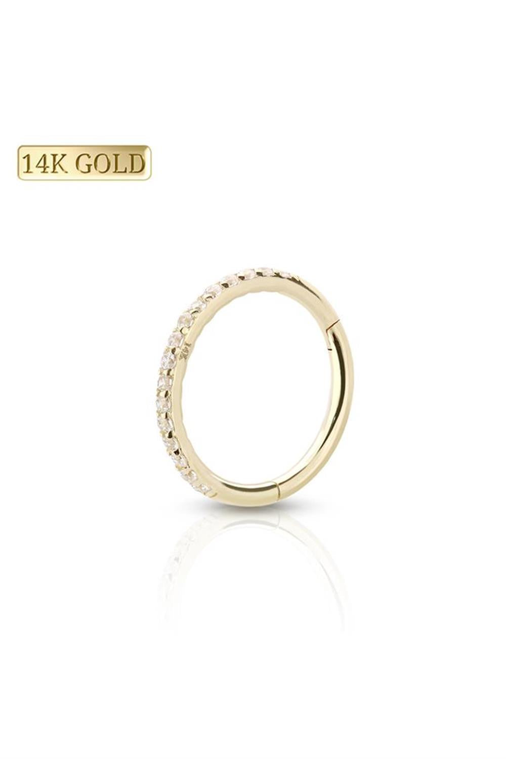 14K Yellow Gold Hinged Segment Ring For Nose, Helix, & Tragus Piercings