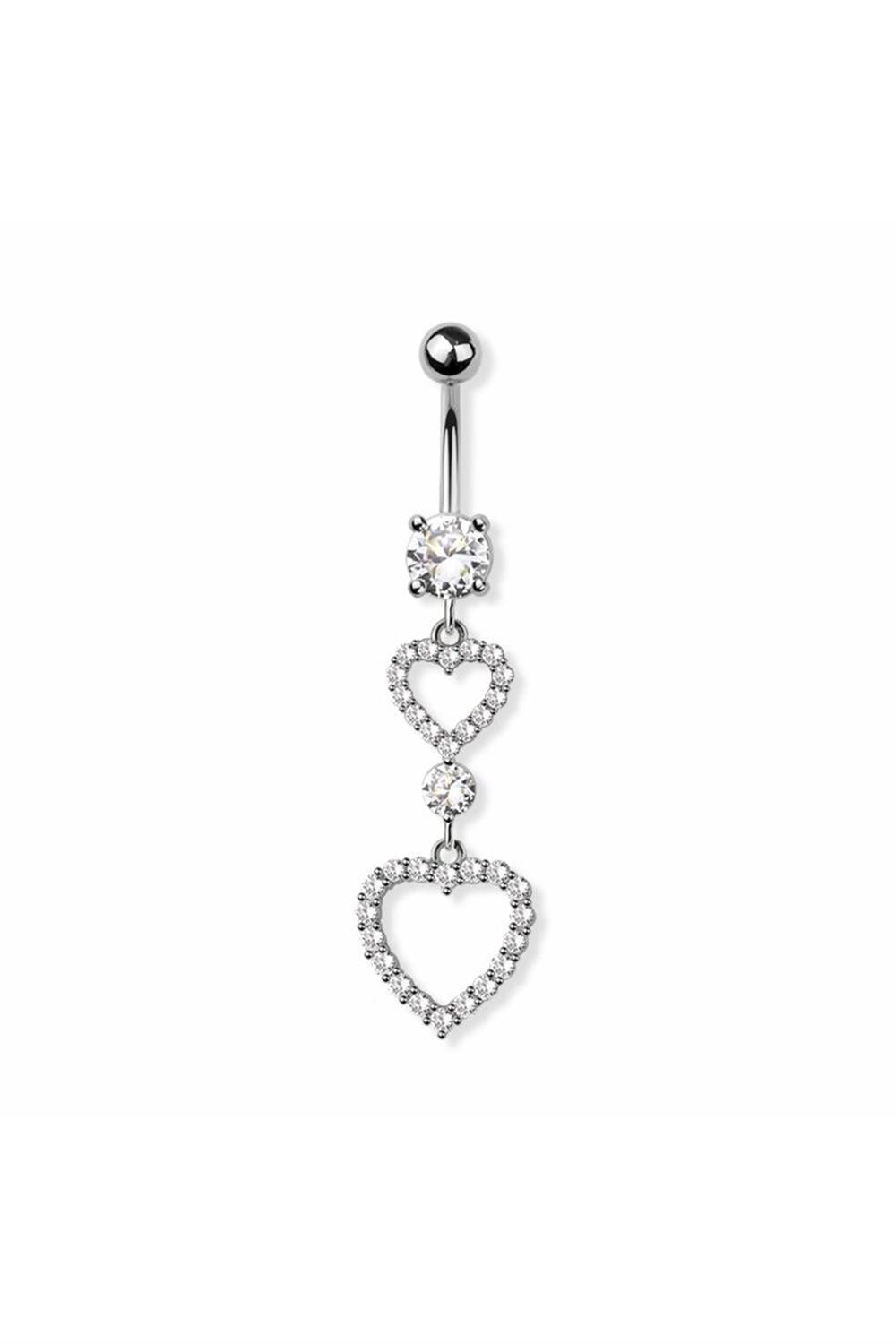 14G Surgical Steel Double Heart Dangle 3/8