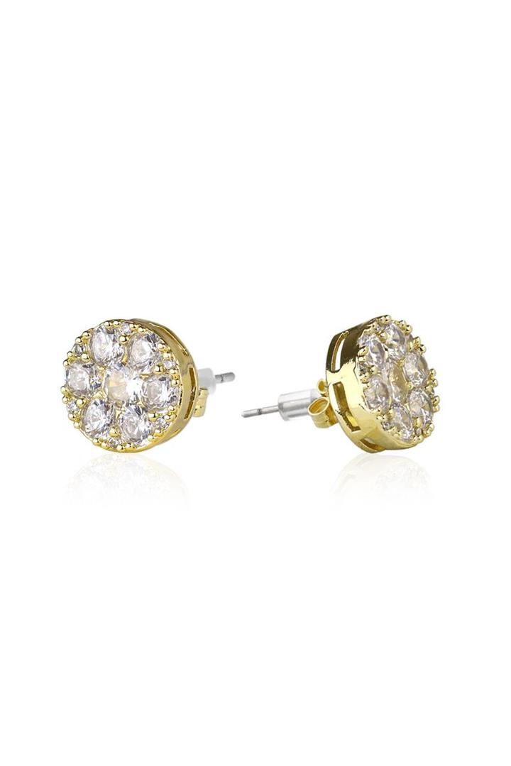 Pair Of 20G Stainless Steel Hip Hop Micro Paved Earrings