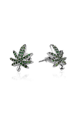Pair Of 20G Stainless Steel Weed Plant Earrings