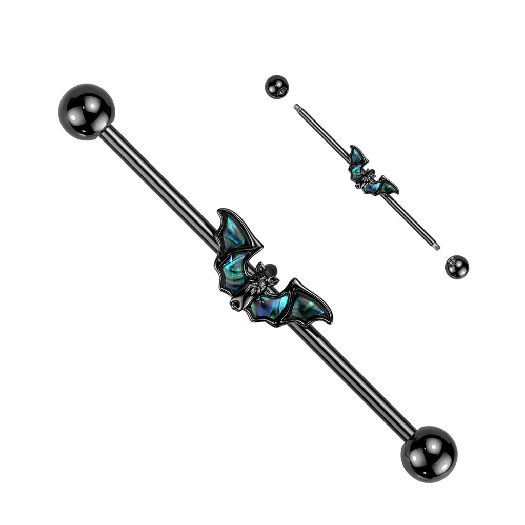 14G Surgical Steel Industrial Barbell 1 1/2" (38MM) With Winged Bat
