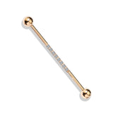 Surgical Steel Industrial Barbell with CNC Set Lined CZ on Bar