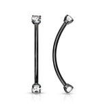 Surgical Steel Curved Barbell with Prong Set Round CZ Ends for Snake Eye Piercings