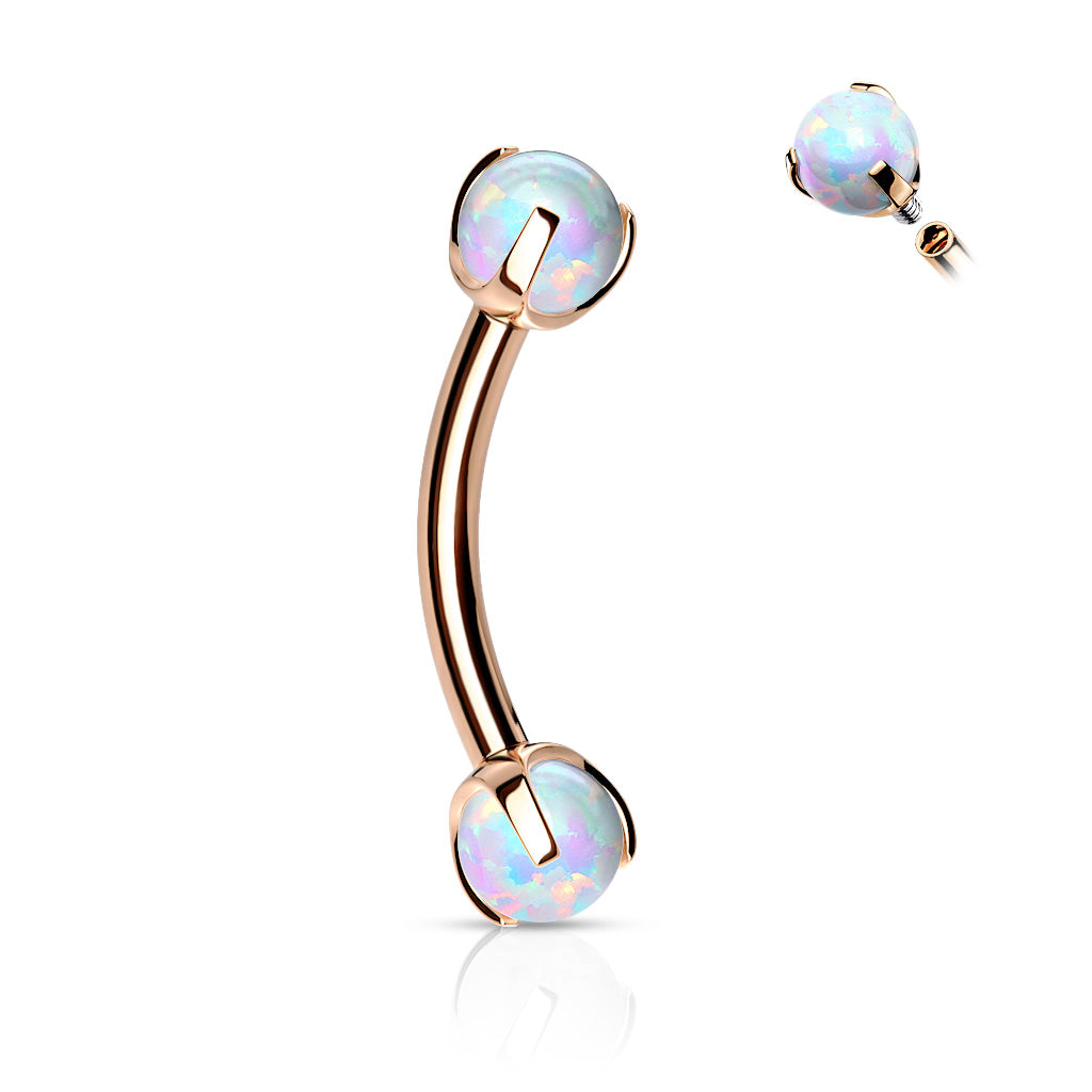 Opals on Internally Threaded Surgical Steel Eyebrow Barbells