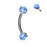 Opals on Internally Threaded Surgical Steel Eyebrow Barbells