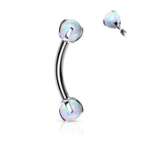 Opals on Internally Threaded Surgical Steel Eyebrow Barbells