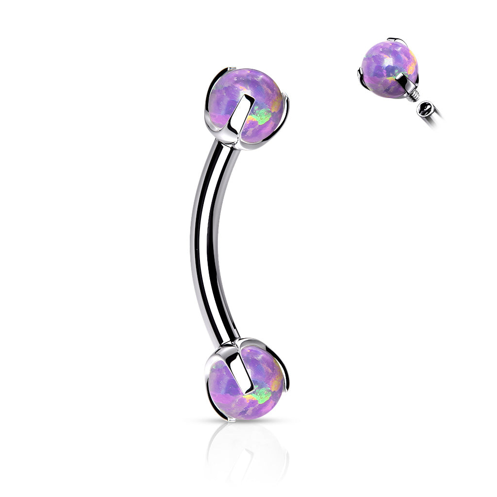 Opals on Internally Threaded Surgical Steel Eyebrow Barbells