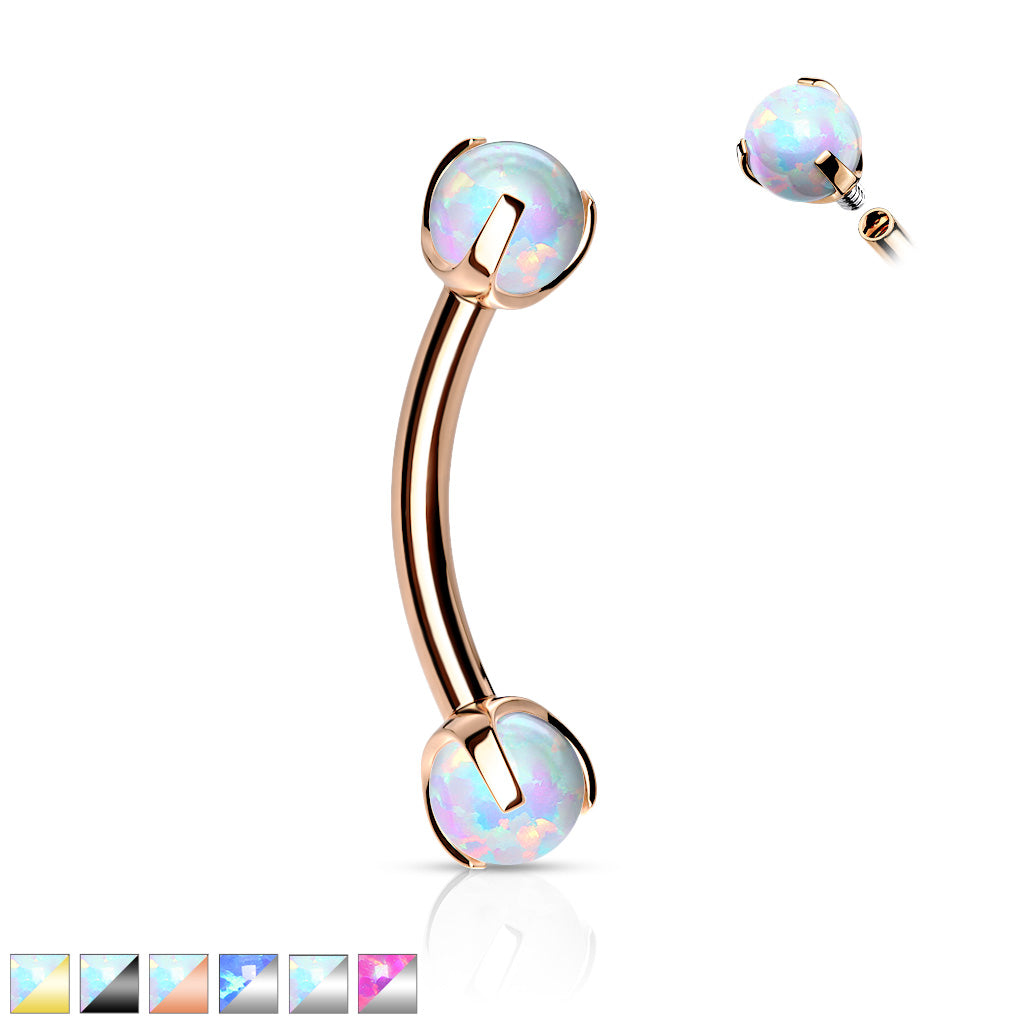 Opals on Internally Threaded Surgical Steel Eyebrow Barbells