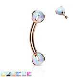 Opals on Internally Threaded Surgical Steel Eyebrow Barbells