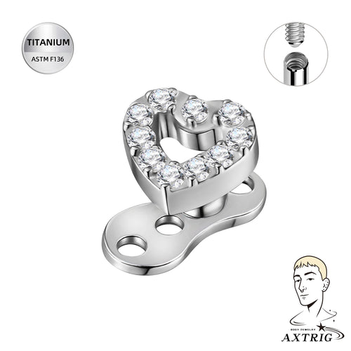 14G Titanium Heart Dermal Top – ASTM F136 Implant-Grade Dermal Piercing Jewelry