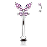 Butterfly CZ Prong Set Top Surgical Steel Eyebrow Rings