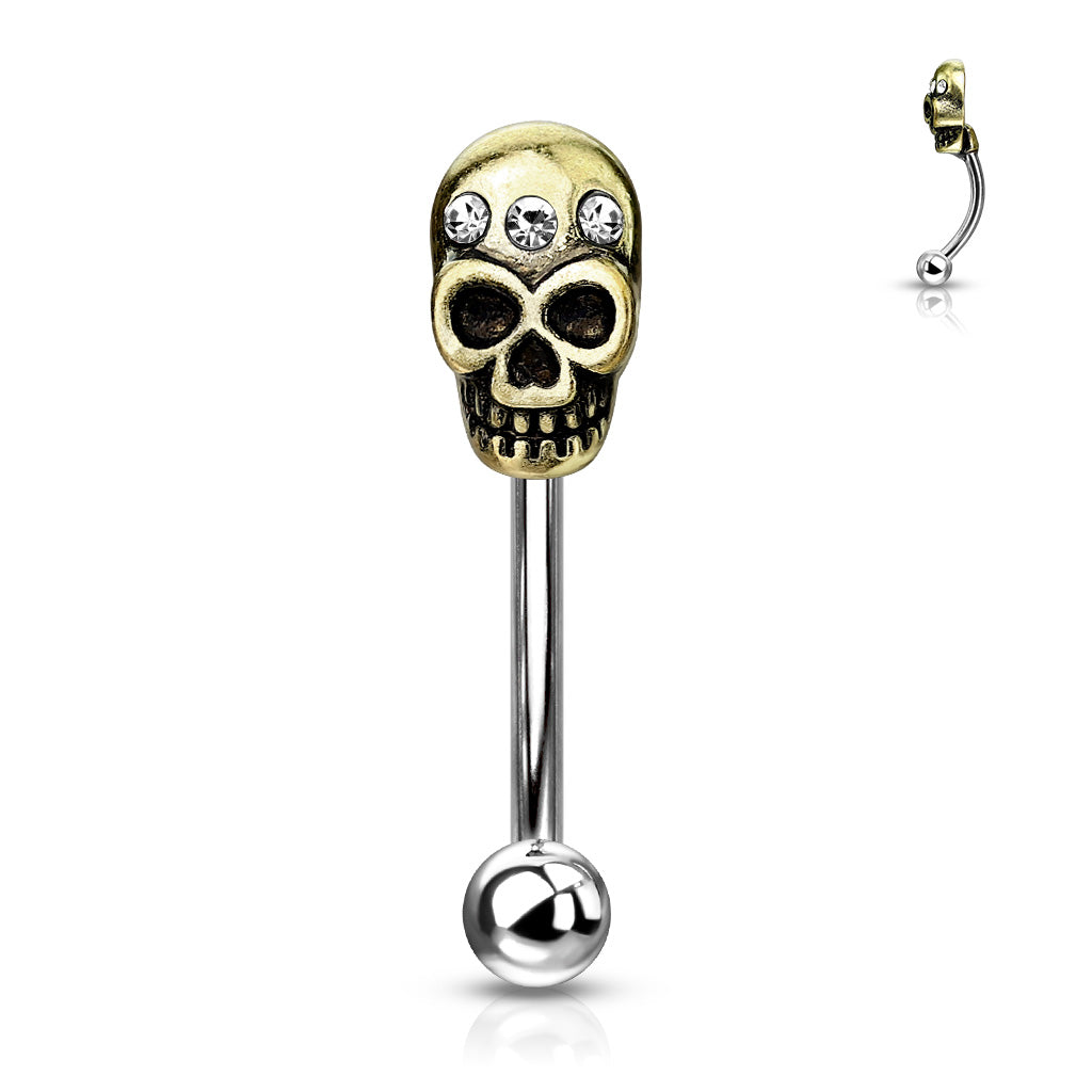 Surgical Steel Curved Eyebrow Rings with Skull