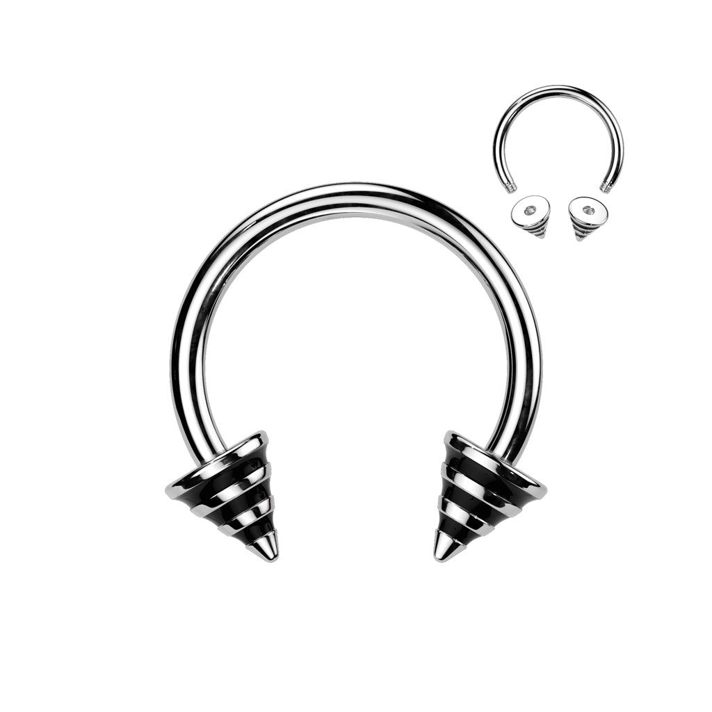 16G Striped Spikes Surgical Steel HorseShoe (10MM)