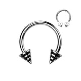 Striped Spikes 316L Surgical Steel Horse Shoe