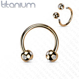 5-Gem Paved Balls Titanium IP Over 316L Surgical Steel Horseshoe Circular Barbell