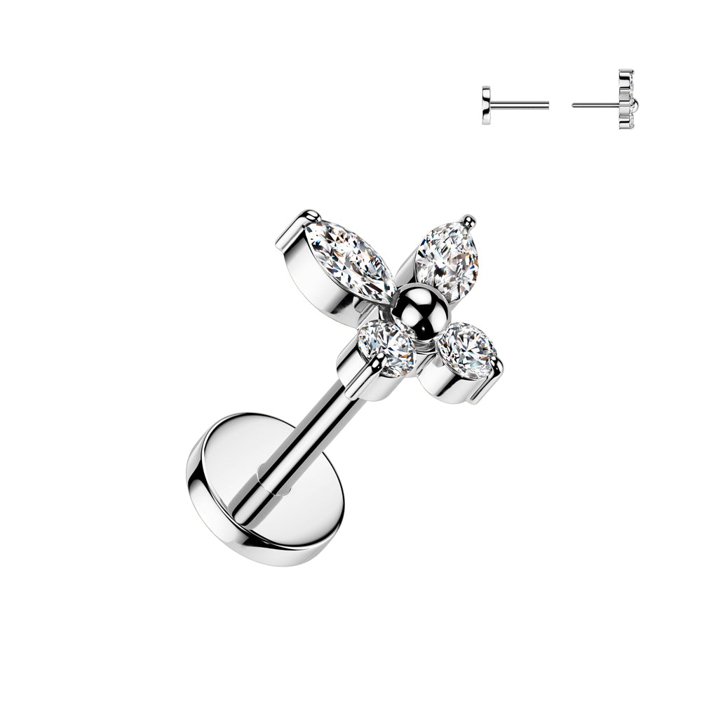 20G Titanium (Threadless Push In) Butterfly For Nose & Ear Piercings