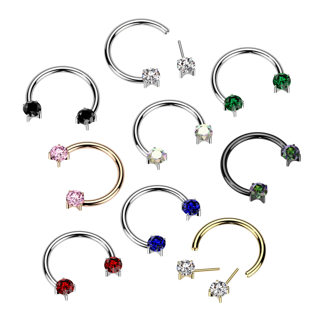 16G Titanium Threadless Forward Facing Push In Prong For Septum Piercings