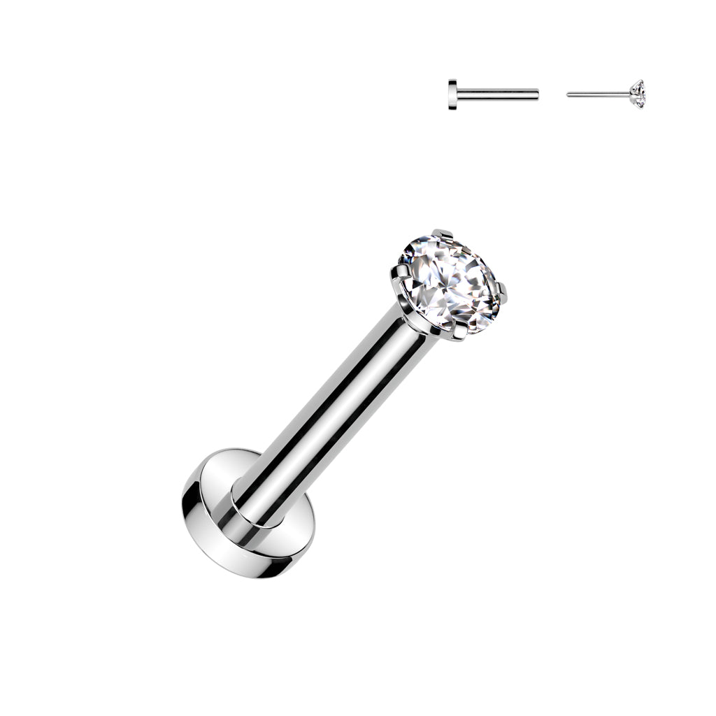 20G Titanium Threadless (Push in) Labret For Nose & Ear Piercings