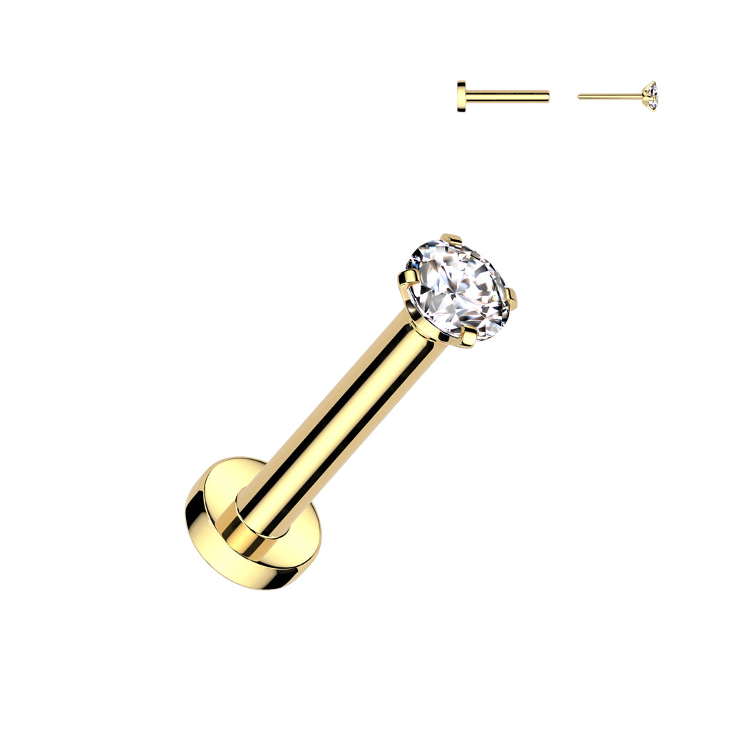 20G Titanium Threadless (Push in) Labret For Nose & Ear Piercings