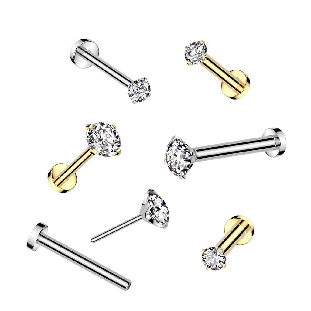 18G Titanium Threadless (Push in) Labret For Nose & Ear Piercings