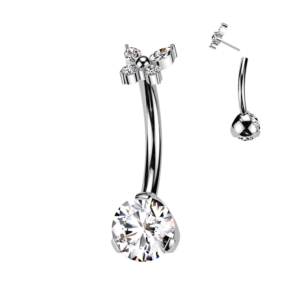 14G Titanium Threadless Push In Prong Set Bottom With Butterfly Top (10mm)