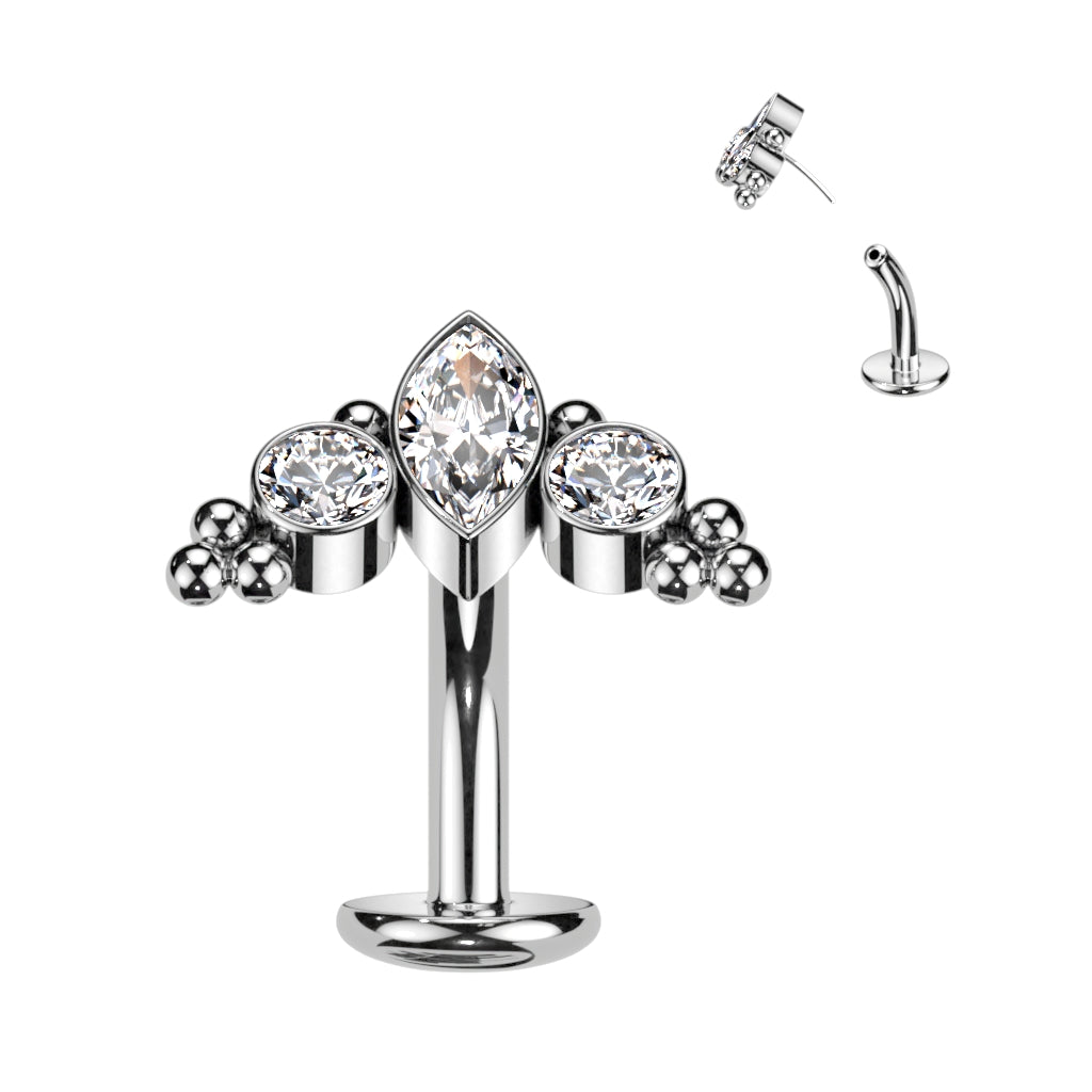 14G Titanium Threadless Floating Navel Ring 5/16"(8mm) With Ball Clusters Top