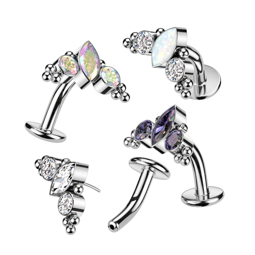 14G Titanium Threadless Floating Navel Ring 5/16"(8mm) With Ball Clusters Top