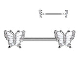 Surgical Steel Nipple Barbell With Butterfly Ends