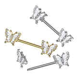 Surgical Steel Nipple Barbell With Butterfly Ends