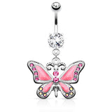 Butterfly Dangle With Surgical Steel Navel Ring