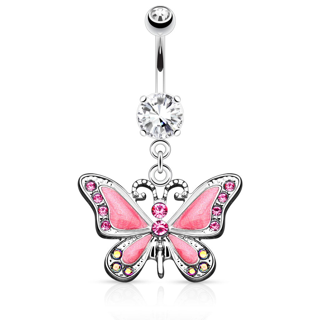 Butterfly Dangle With Surgical Steel Navel Ring