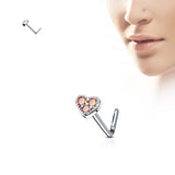 Heart Surgical Steel L Bend Nose Stud Ring