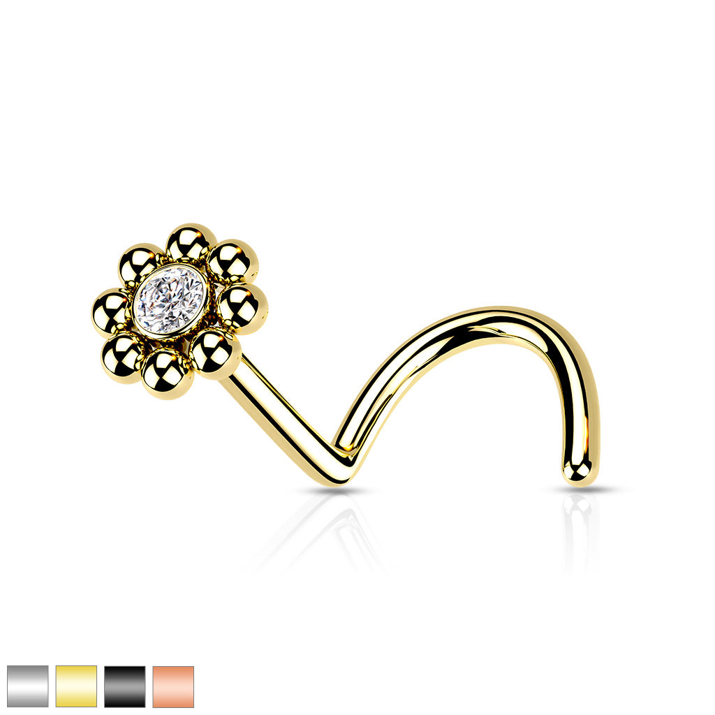Beaded Ball Edge Surgical Steel Nose Screw Rings