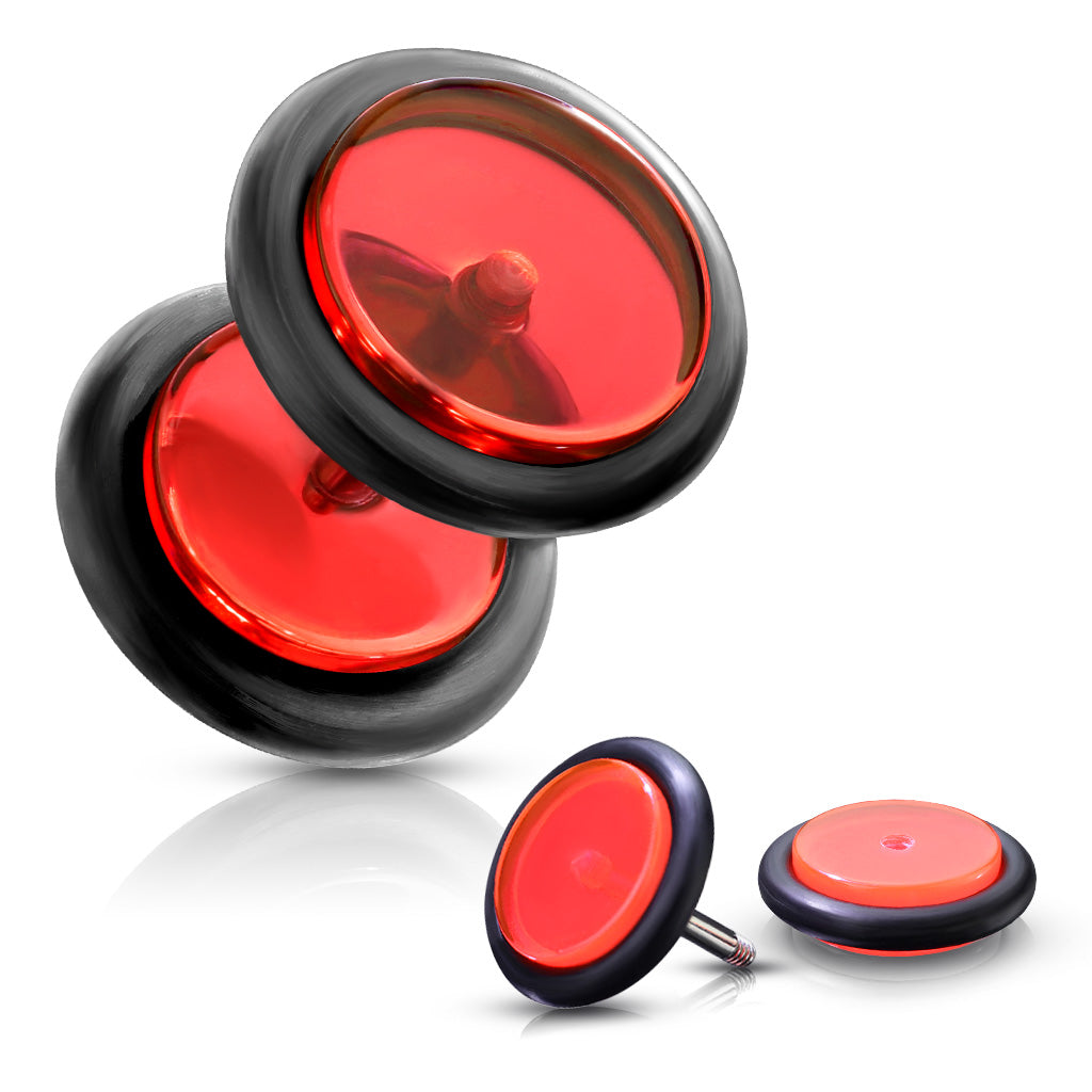 A Pair Of 16G Fake Acrylic Plug with O-rings