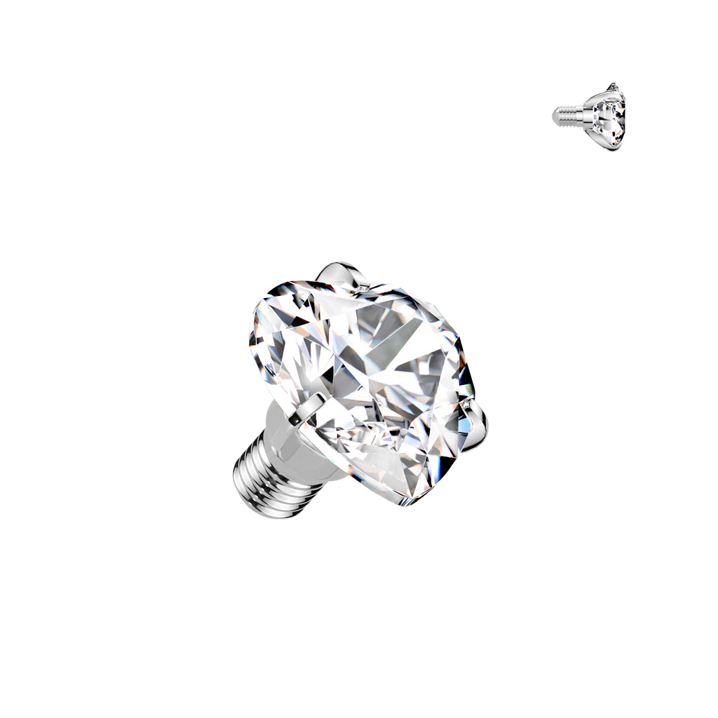 14G Titanium Internally Threaded 4mm Heart For Dermal Piercings