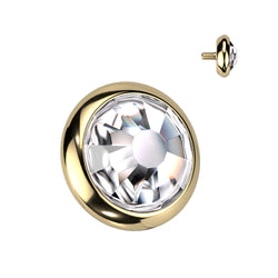 Implant Grade Titanium Internally Threaded Flat Bezel Set Crystal Top
