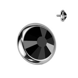 Implant Grade Titanium Internally Threaded Flat Bezel Set Crystal Top
