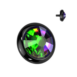 Implant Grade Titanium Internally Threaded Flat Bezel Set Crystal Top